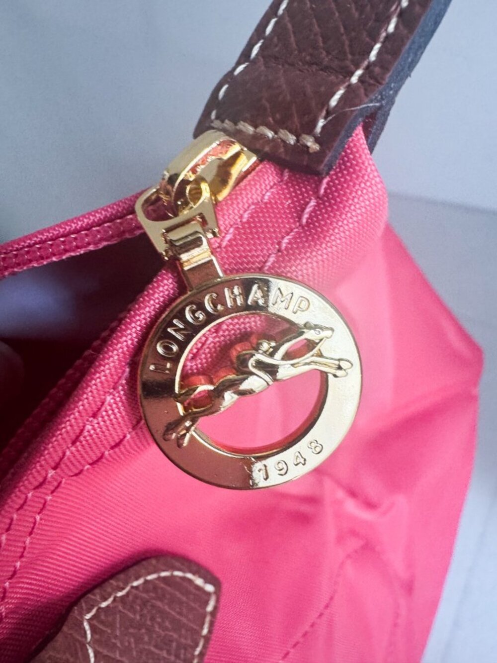 Longchamp Top Handle Bag LE PLIAGE Nylon/Leather GRENADINE Size S NEW - Picture 3 of 10